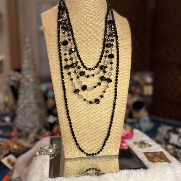 Jewelry - Elegant Black Beaded and Crystal Necklaces.